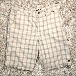 Hurley Mens Chino Shorts Sz 32 Beige Plaid